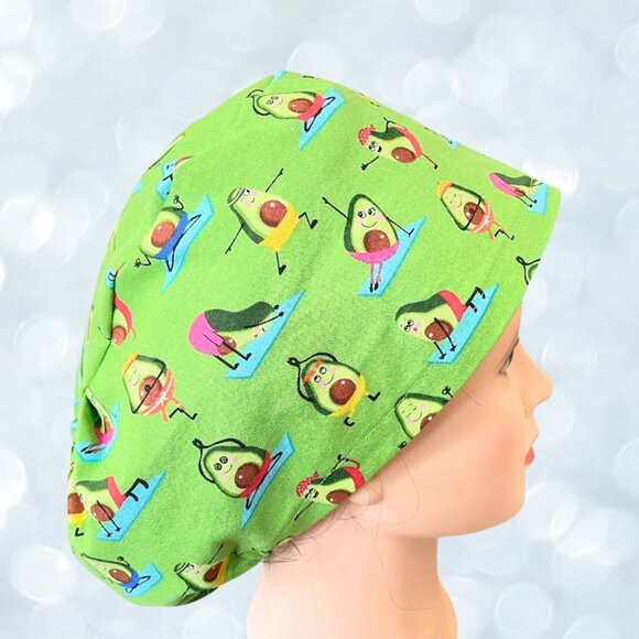 PREMIUM Avocado Yoga~ Euro Style Scrub Cap, CNA,PA,NP, Vet, Tech, Gift - Picture 1 of 3